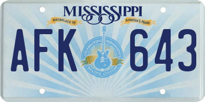 MS license plate AFK643