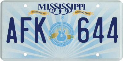 MS license plate AFK644