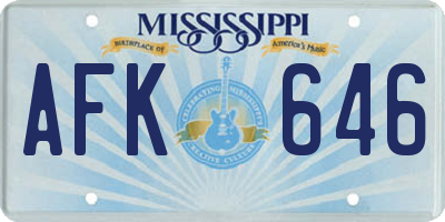 MS license plate AFK646