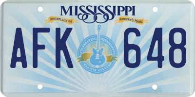 MS license plate AFK648