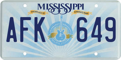 MS license plate AFK649