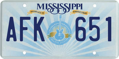 MS license plate AFK651