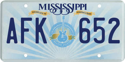 MS license plate AFK652
