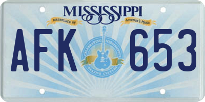 MS license plate AFK653