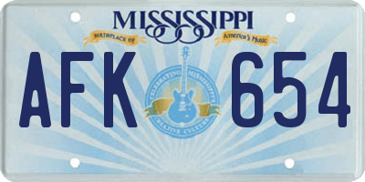MS license plate AFK654