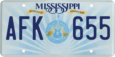 MS license plate AFK655