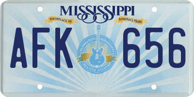 MS license plate AFK656