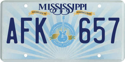 MS license plate AFK657
