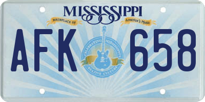 MS license plate AFK658