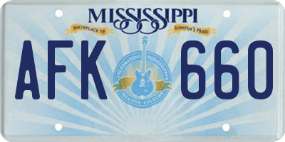 MS license plate AFK660