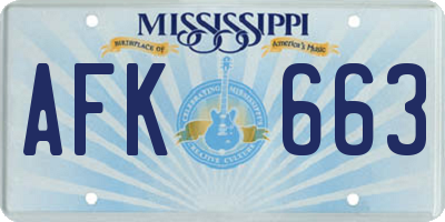 MS license plate AFK663