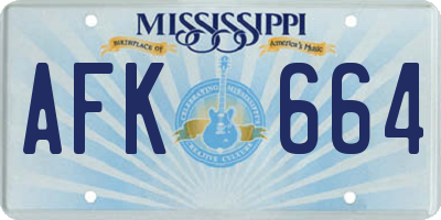 MS license plate AFK664