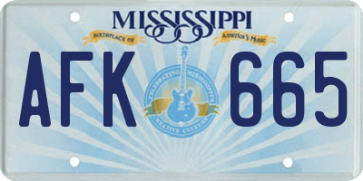 MS license plate AFK665