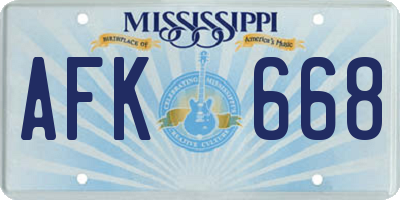 MS license plate AFK668