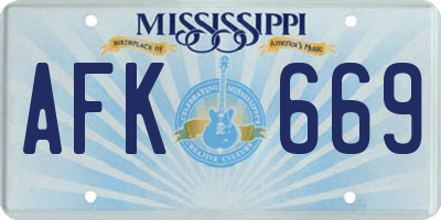 MS license plate AFK669