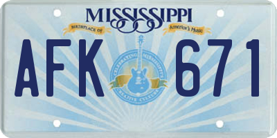 MS license plate AFK671