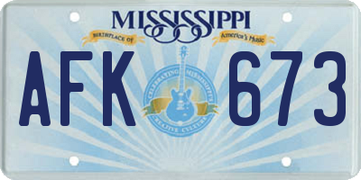 MS license plate AFK673