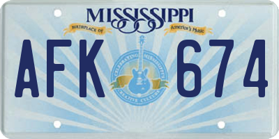 MS license plate AFK674