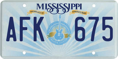 MS license plate AFK675