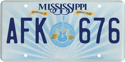 MS license plate AFK676