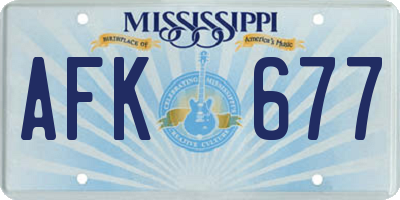 MS license plate AFK677