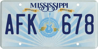 MS license plate AFK678