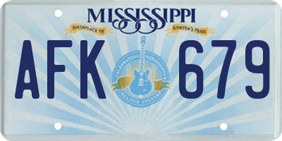 MS license plate AFK679