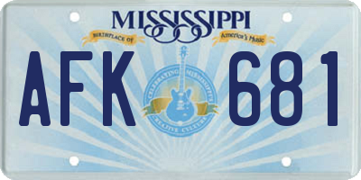 MS license plate AFK681
