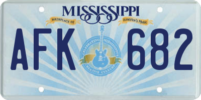 MS license plate AFK682