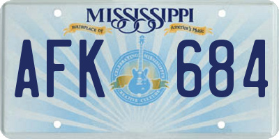 MS license plate AFK684