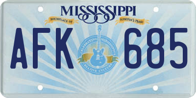 MS license plate AFK685