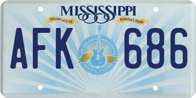 MS license plate AFK686