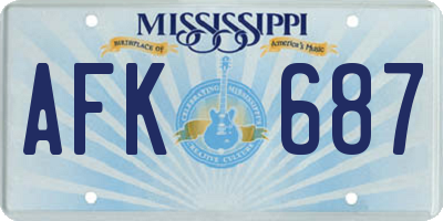 MS license plate AFK687