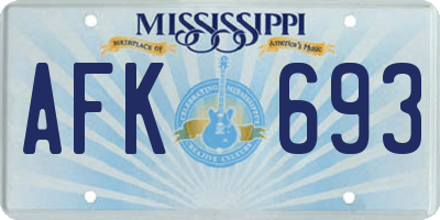 MS license plate AFK693