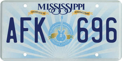 MS license plate AFK696