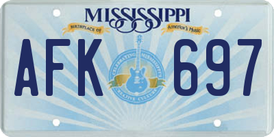 MS license plate AFK697