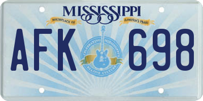 MS license plate AFK698