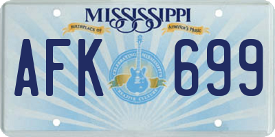 MS license plate AFK699