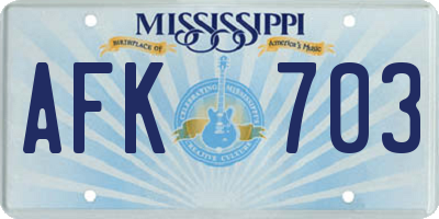MS license plate AFK703
