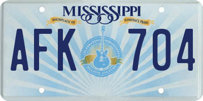 MS license plate AFK704