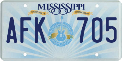 MS license plate AFK705