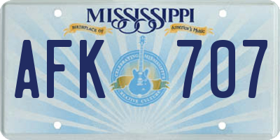 MS license plate AFK707