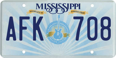 MS license plate AFK708