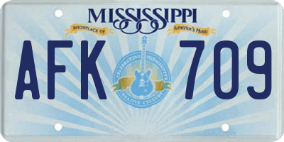 MS license plate AFK709