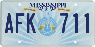 MS license plate AFK711