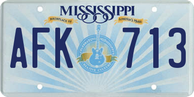 MS license plate AFK713