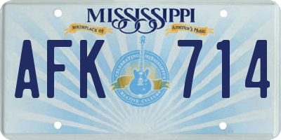 MS license plate AFK714