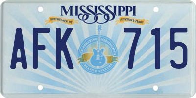 MS license plate AFK715