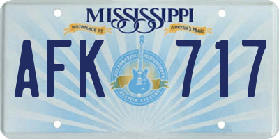 MS license plate AFK717