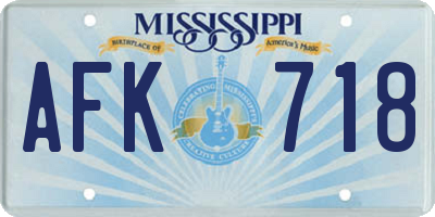 MS license plate AFK718